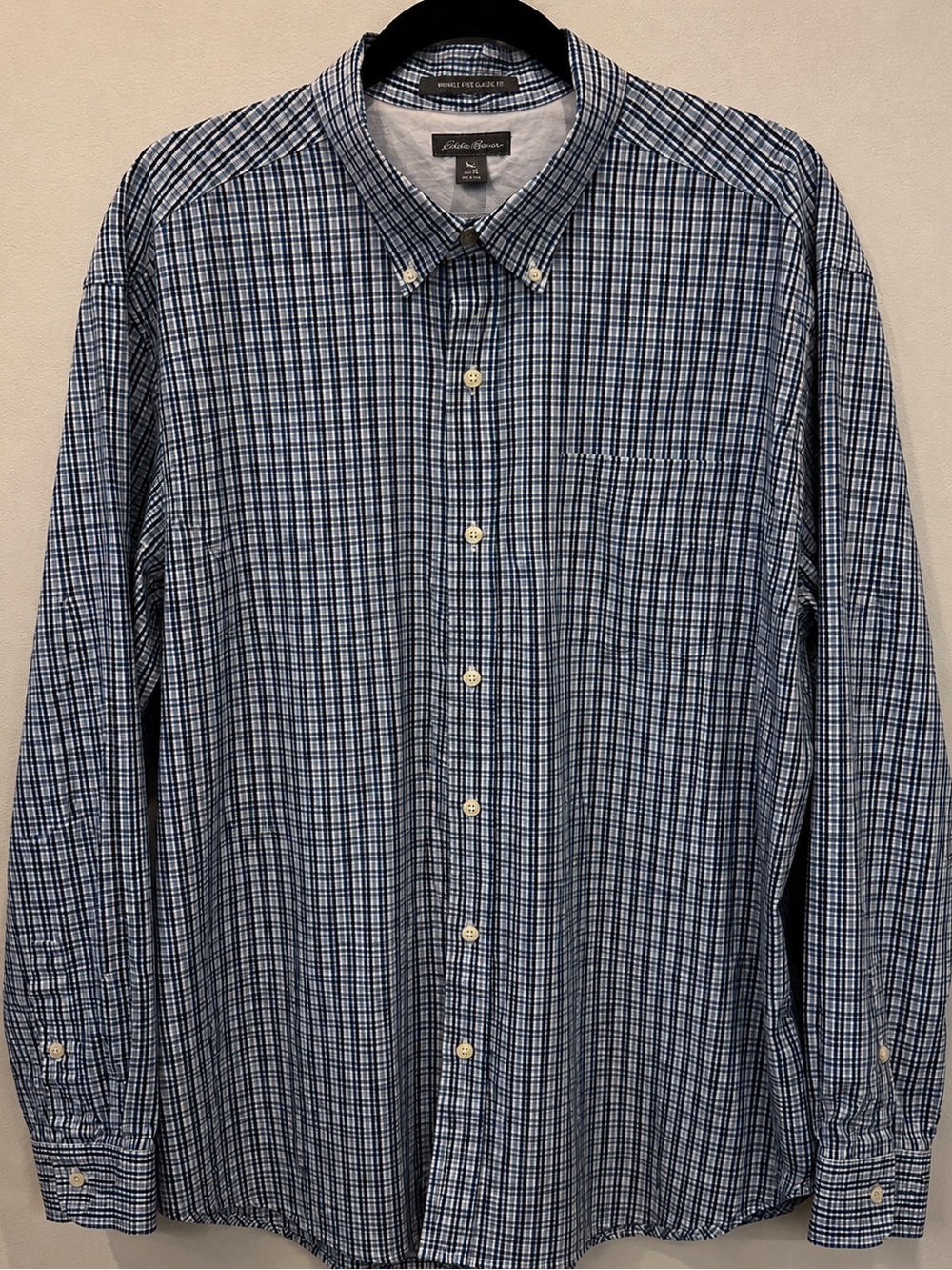 Men’s Eddie Bauer XL Wrinkle-Free Classic Fit Blue Plaid Button Down